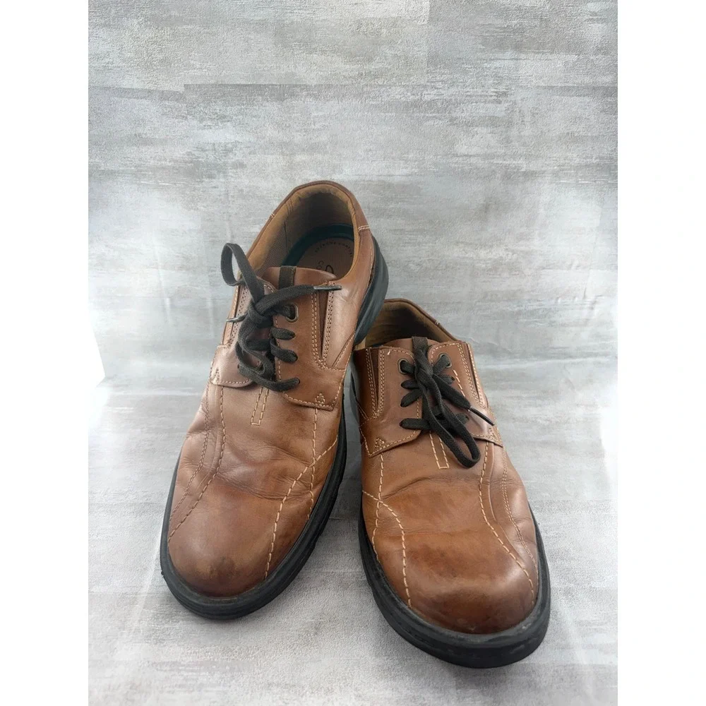 Clarks Collection Extreme Comfort Men Brown Leather Bicycle Toe Oxfords 12M